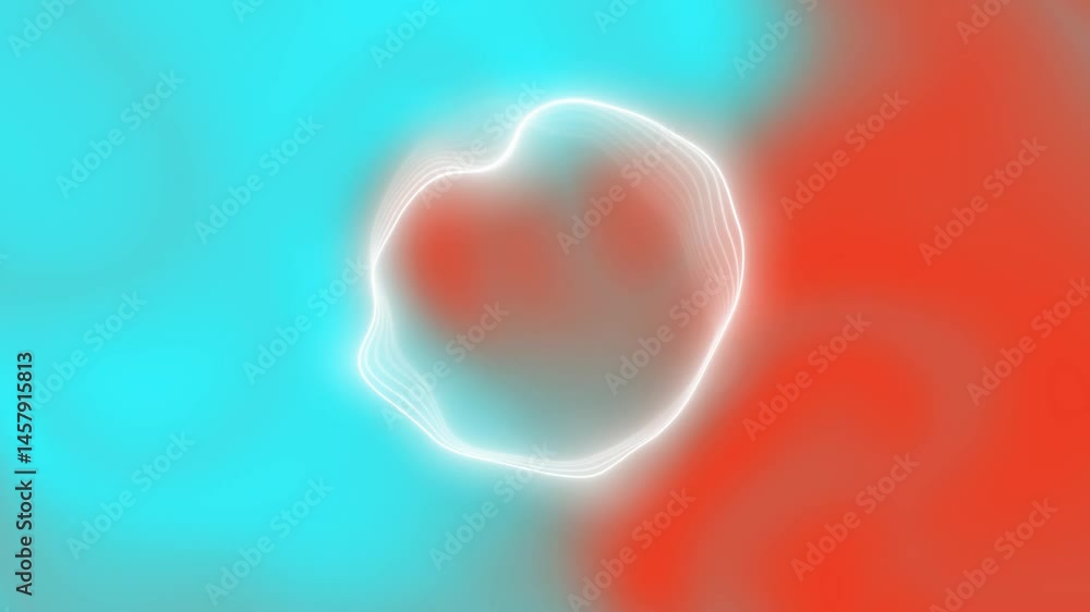 Simple white circular light forms on a cyan and orange background Simple white circular light forms on a cyan and orange background
