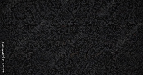Seamless gothic wallpaper; black damask with vines ,  seamless,  textile,  print