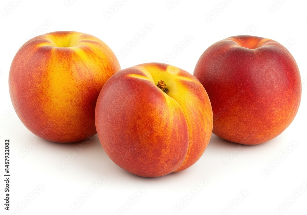 Three Ripe Nectarines Fresh Summer Fruit Juicy Sweet Delicious Healthy Eating Vitamins Natural Food Three Ripe Nectarines Fresh Summer Fruit Juicy Sweet Delicious Healthy Eating Vitamins Natural Food