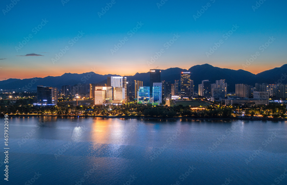 Obraz premium Central Business District, Lushan New District, Fuyang District, Hangzhou, China