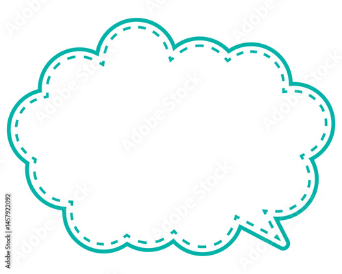 シンプルなカラー線の吹き出し　丸みのある雲形