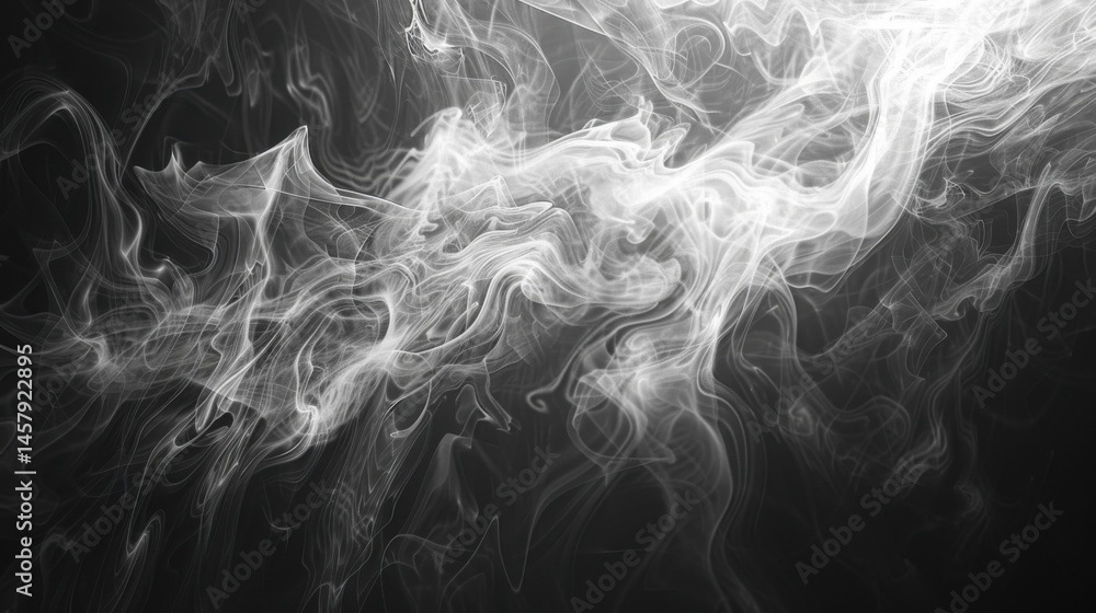 Obraz premium Abstract Swirling White Vapor on Black Background