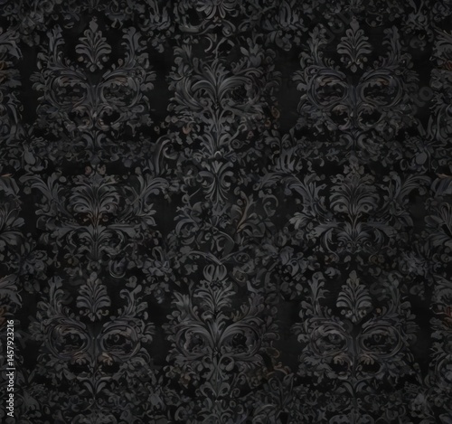 Seamless gothic wallpaper, black floral damask pattern ,  damask,  vines
