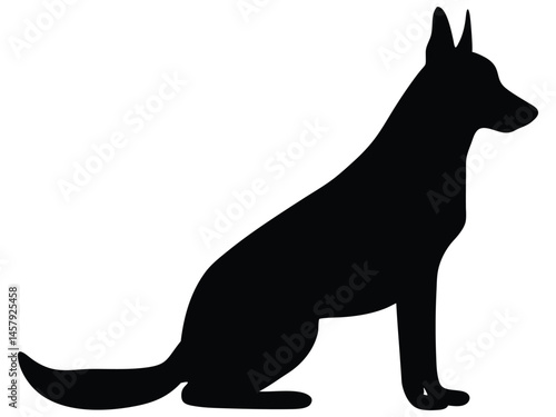 German shepherd sitting pose silhouette, German Shepherd Dog Silhouette Vector