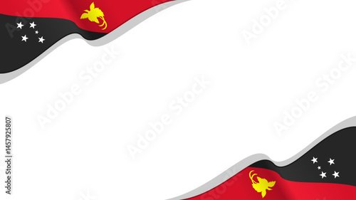 waving papua new guinea flag frame background with copy space for text. papua new guinea national day