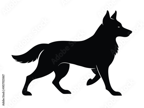 German Shepherd walking silhouette, Walking German Shepherd - Dog Pet Silhouette Illustration