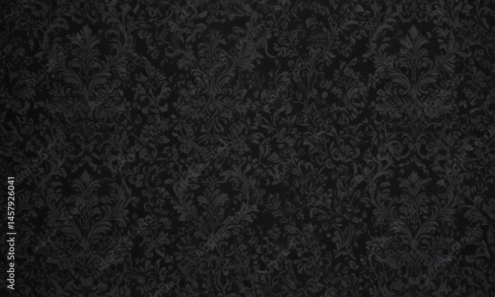 Fototapeta premium Intricate black damask wallpaper, seamless gothic floral vines , floral, abstract, motif