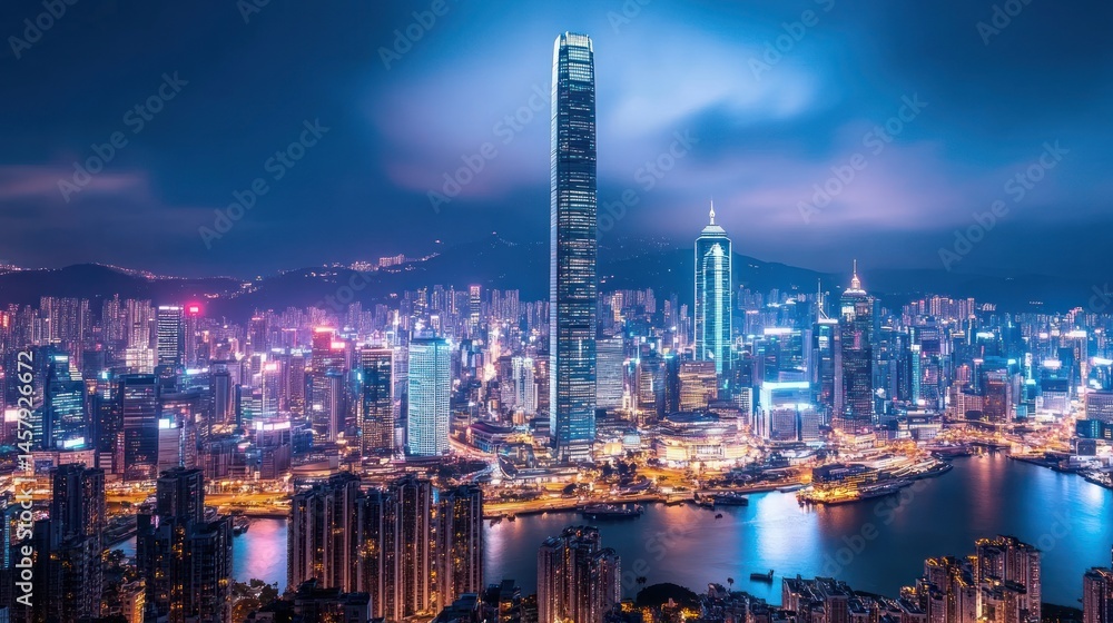 Fototapeta premium Illuminated cityscape at night