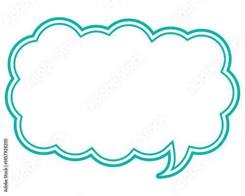 シンプルなカラー線の吹き出し　細長い雲形