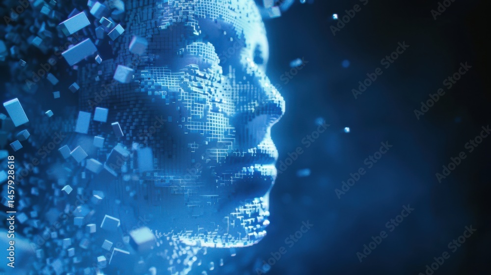 Digital Human Face Composed of Cubes Digital Human Face Composed of Cubes