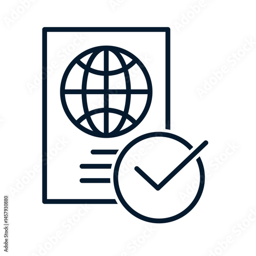 Approved Visa concept. Vector linear icon isolated on white background.