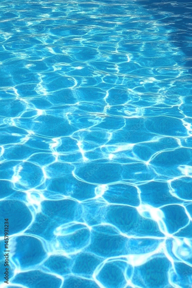 Fototapeta premium Swimming Pool Water Surface with Caustic Light Reflections Abstract Background Summer Vacation Holiday Concept