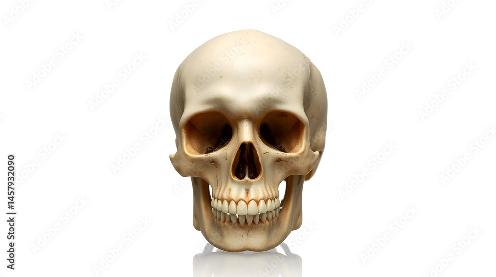Realistic Human Skull in Three-Quarter View on Transparent Background Realistic Human Skull in Three-Quarter View on Transparent Background