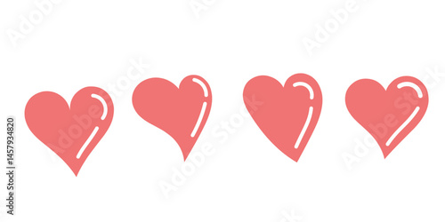 Heart, love, romance or valentine's day red heart. Heart vector icon. shiny hearts. Isolated artistic red heart love symbol in editable vector.