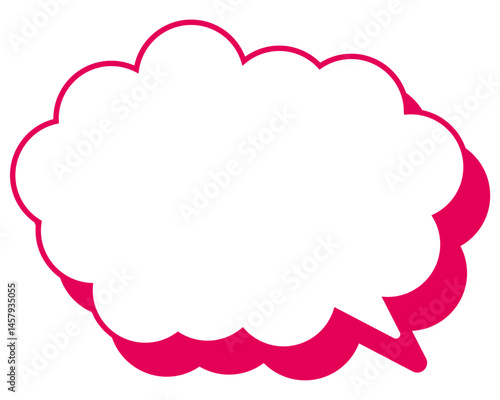 シンプルなカラー線の吹き出し　丸みのある雲形