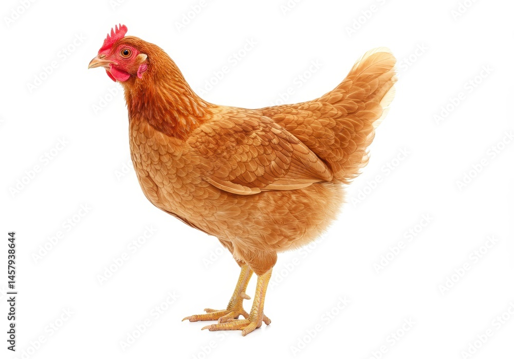 Fototapeta premium Brown Hen Chicken Farm Animal Poultry Bird Domestic Rural Egg Food Meat Wing Beak Claw Nature