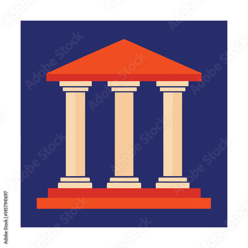 Illustration of a classical building with three pillars representing architecture and symbolism
