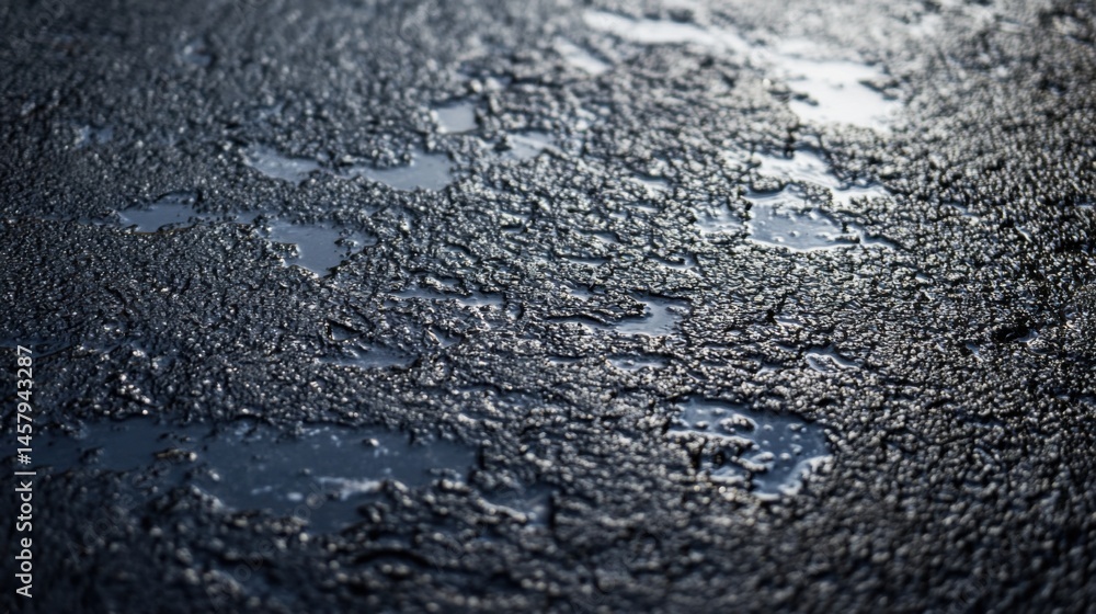 Wet Asphalt Pavement Texture Close-Up Wet Asphalt Pavement Texture Close-Up