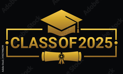 Graduation class of 2025 year education banner vector template