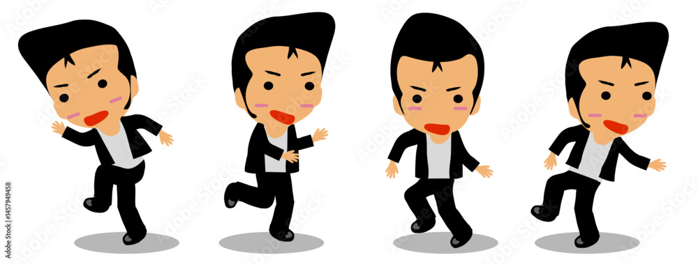 Φωτογραφία Cute Rockabilly Style Character Dancing in Various Poses