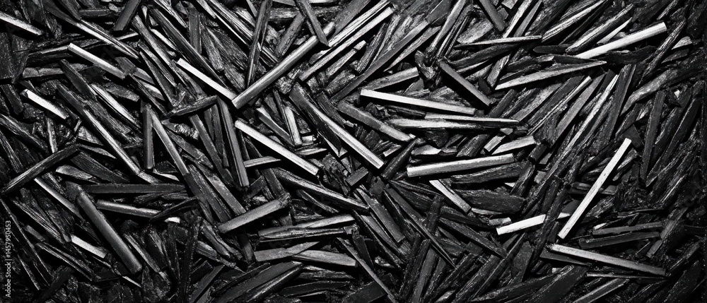 Abstract Close-Up of Charcoal Pieces in Black and White Tones for Art Supplies or Fuel with a High Angle View in Studio Abstract Close-Up of Charcoal Pieces in Black and White Tones for Art Supplies or Fuel with a High Angle View in Studio