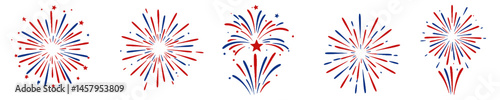 Patriotic Clipart Elements with Fireworks and Rockets Pack Vector