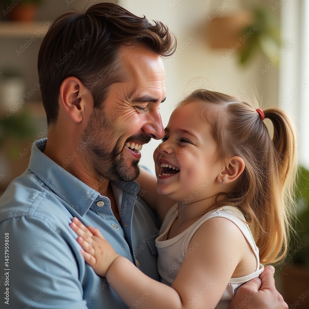 Naklejka premium Father's Day, Dad and daughter sharing a laugh together
