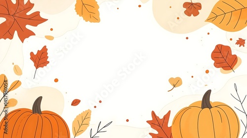 Autumn pumpkins with leaves frame. (7)