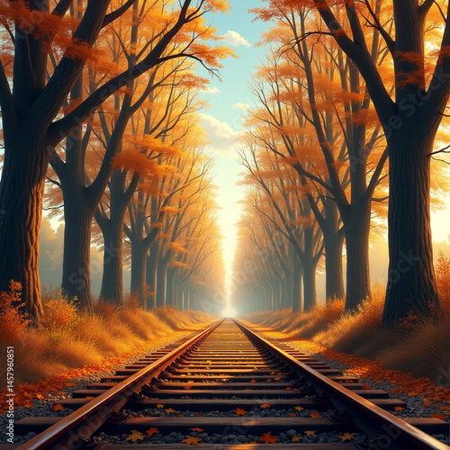 railway in the autumn