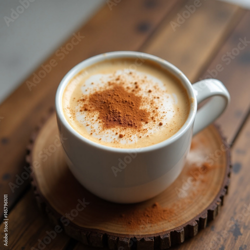 cup of cappuccino with cinnamon