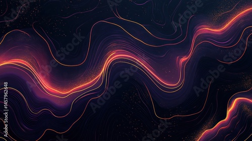 Wallpaper Mural Abstract Glowing Lines and Particle Waves Background with Dynamic Flow Torontodigital.ca