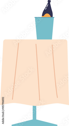 Cool champagne bottle on table