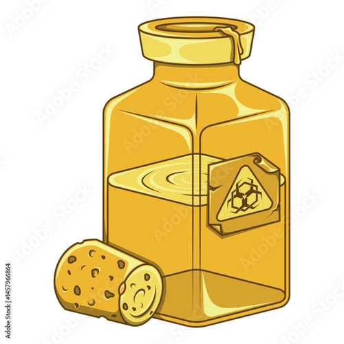 Glass bottle with biohazard substance with cork