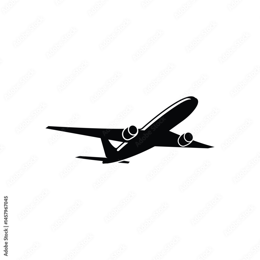 Airplane passenger travel silhouette icon. Aeroplane vector icon aircraft isolated symbol shape Airplane passenger travel silhouette icon. Aeroplane vector icon aircraft isolated symbol shape