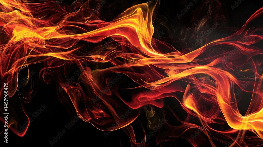 Fototapeta premium Abstract fiery smoke patterns against a dark background.