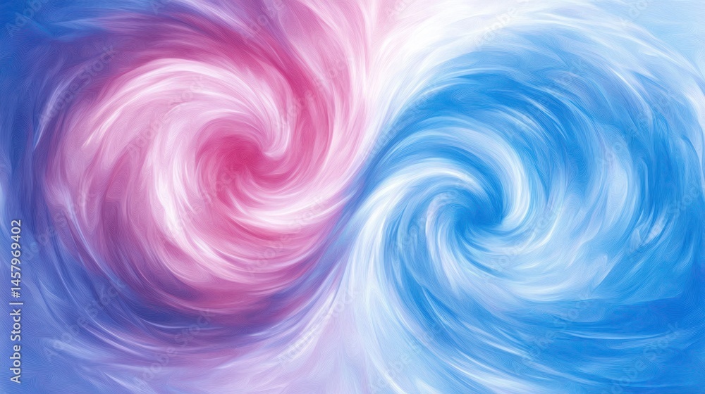 Harmonious Interplay, A swirling symphony of pink and blue hues converging in a mesmerizing dance of balance and unity Harmonious Interplay, A swirling symphony of pink and blue hues converging in a mesmerizing dance of balance and unity