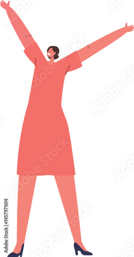 Happy unmarried female guest vector illustration