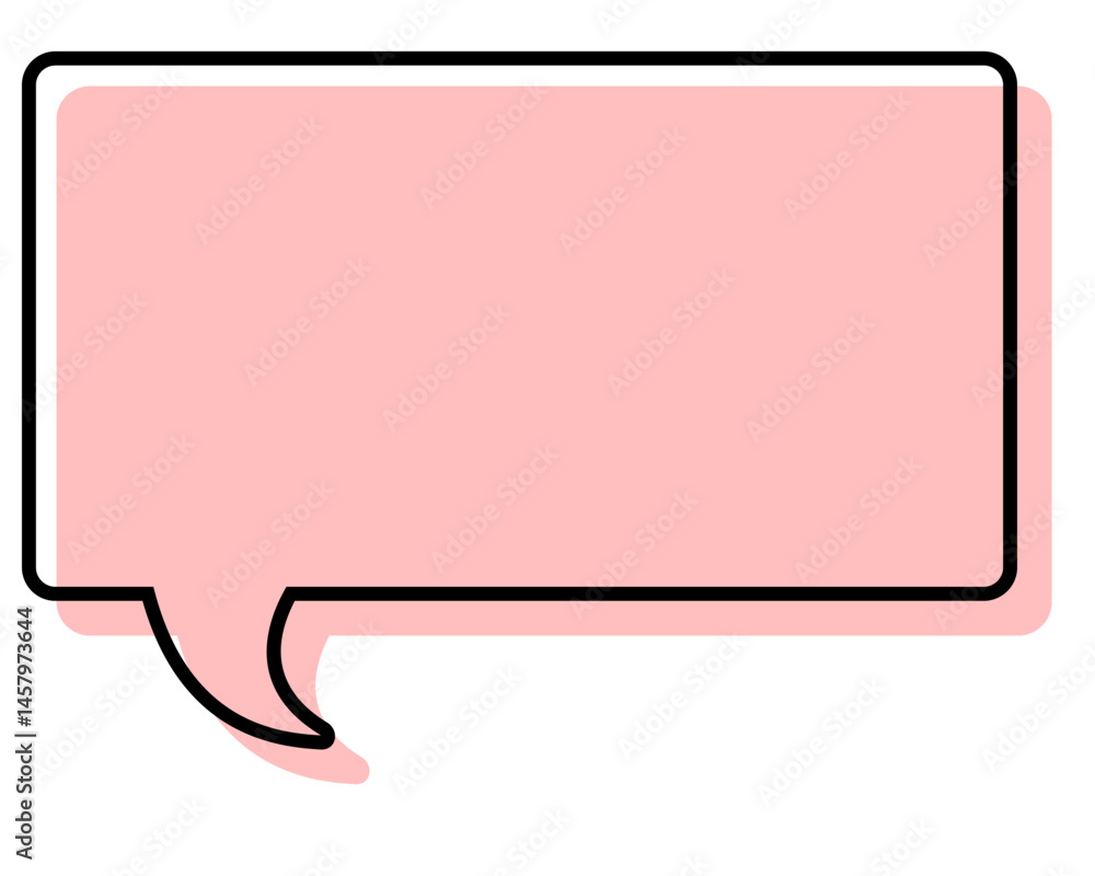 シンプルな線がずれた吹き出し　四角形