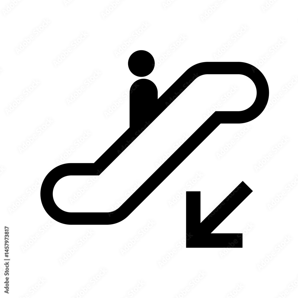Downward Escalator Icon – Directional Wayfinding Symbol Downward Escalator Icon – Directional Wayfinding Symbol