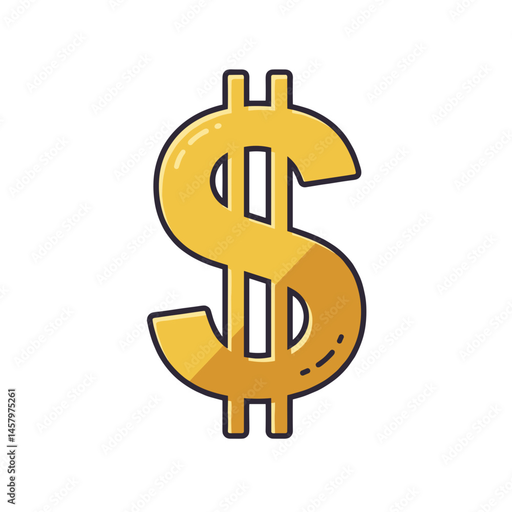 Obraz premium Golden dollar sign symbolizing wealth and financial success, suitable for UI icon or educational material 