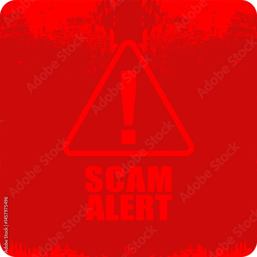 Warning, scam alert, rubber stamp and sign vector