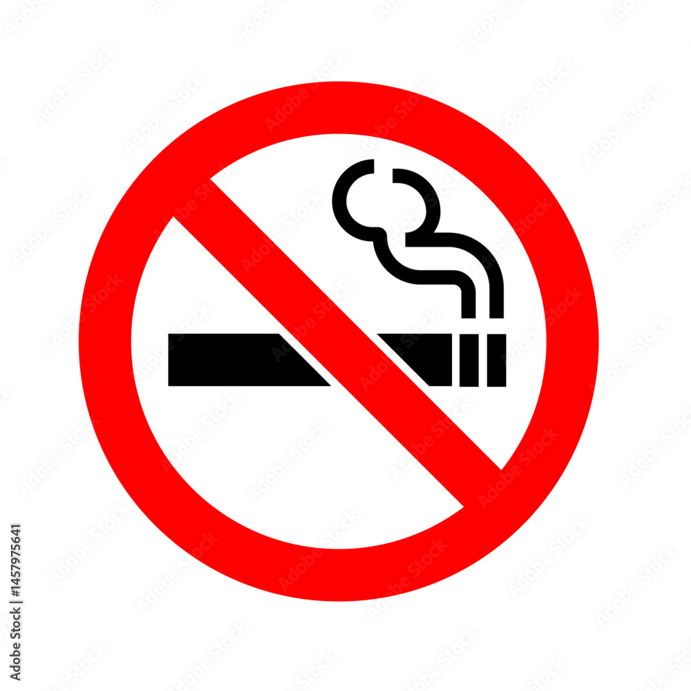 No Smoking Icon – Cigarette Prohibition Sign with Red Circle No Smoking Icon – Cigarette Prohibition Sign with Red Circle