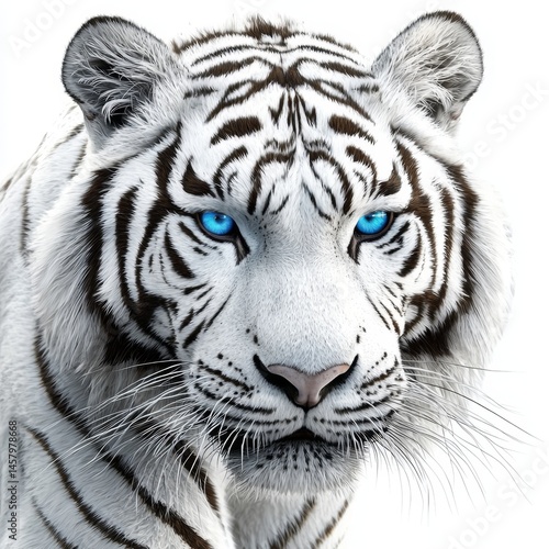 Intricate Details in Realistic White Tiger Portrait