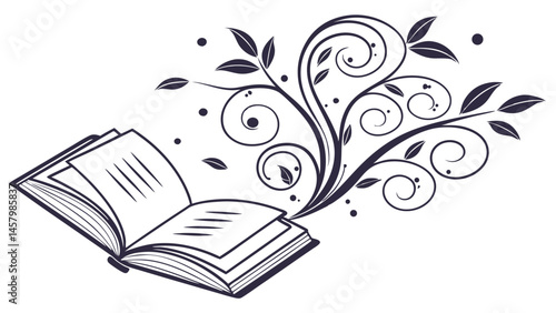 Open book with floral design vector illustration for education and reading concepts graphic design 100