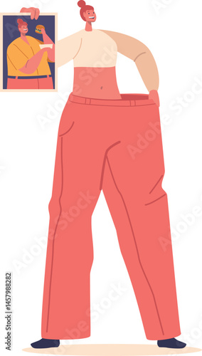 Woman before after losing weight