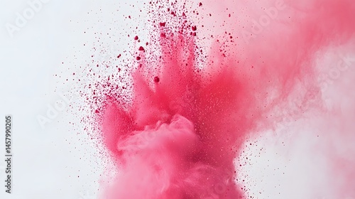 Abstract explosion of vibrant pink powder.