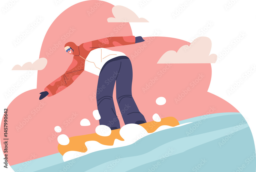 Obraz premium Snowboarder turning on snow slope
