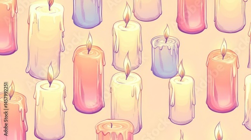 Elegant Candle Array, A Seamless Pattern of Warmth and Light, perfect for backgrounds