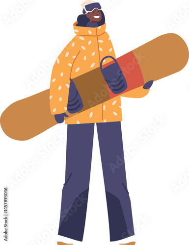 Snowboarder holding snowboarding desk vector illustration