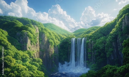 Picturesque mountain waterfalls